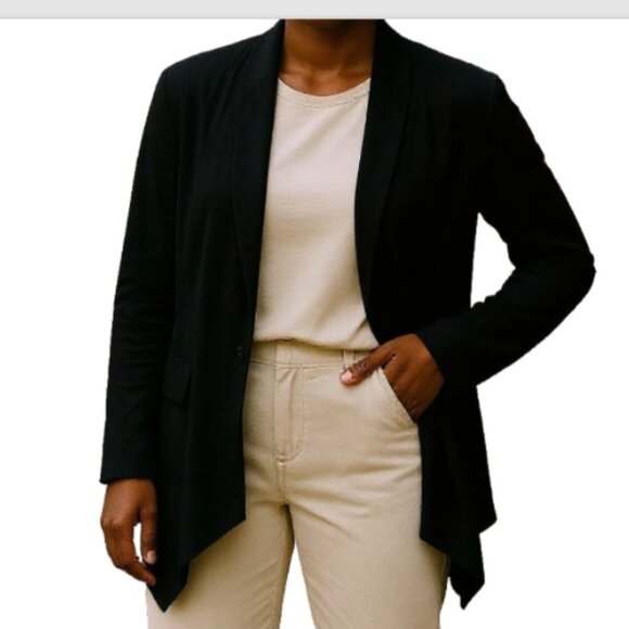 Sweater Open Front Cardigan/Shawl/Wrap Black Cashmere Blend Size 6 Gabi Lauton - Picture 1 of 11